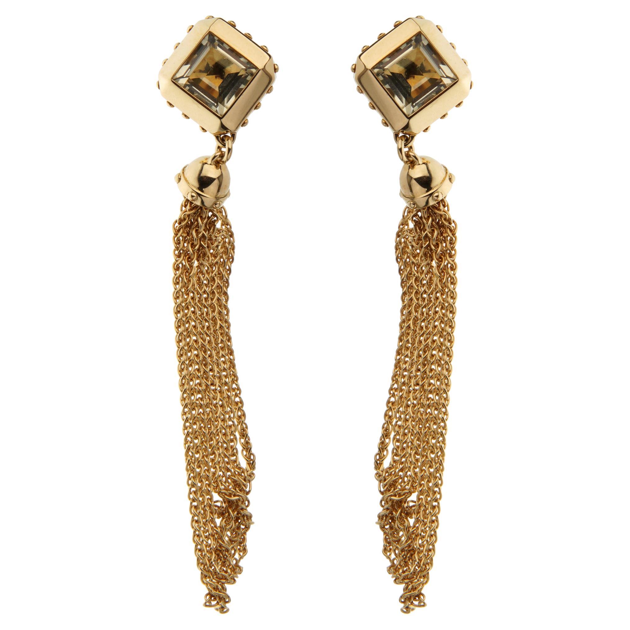 Louis Vuitton Yellow Gold Tassel Drop Earrings