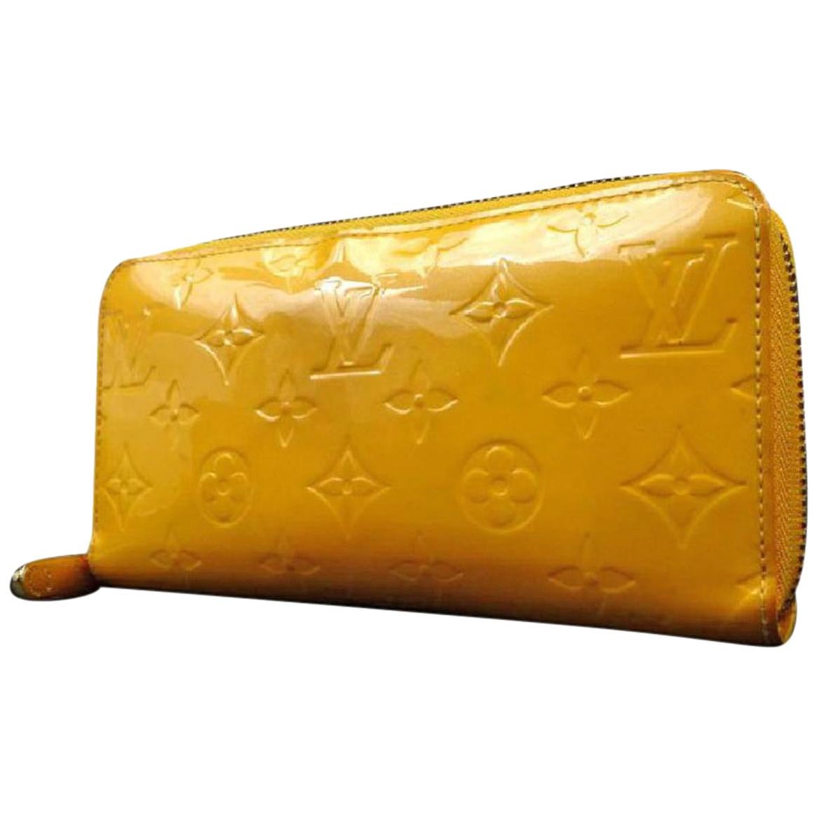 Louis Vuitton Yellow Jaune Passion Monogram Vernis Zippy 216304 Wallet For Sale