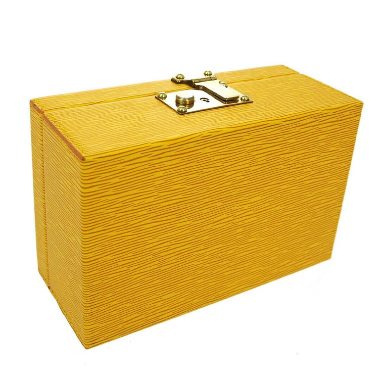 Louis Vuitton Yellow Leather Top Handle Satchel Vanity Cosmetic Travel