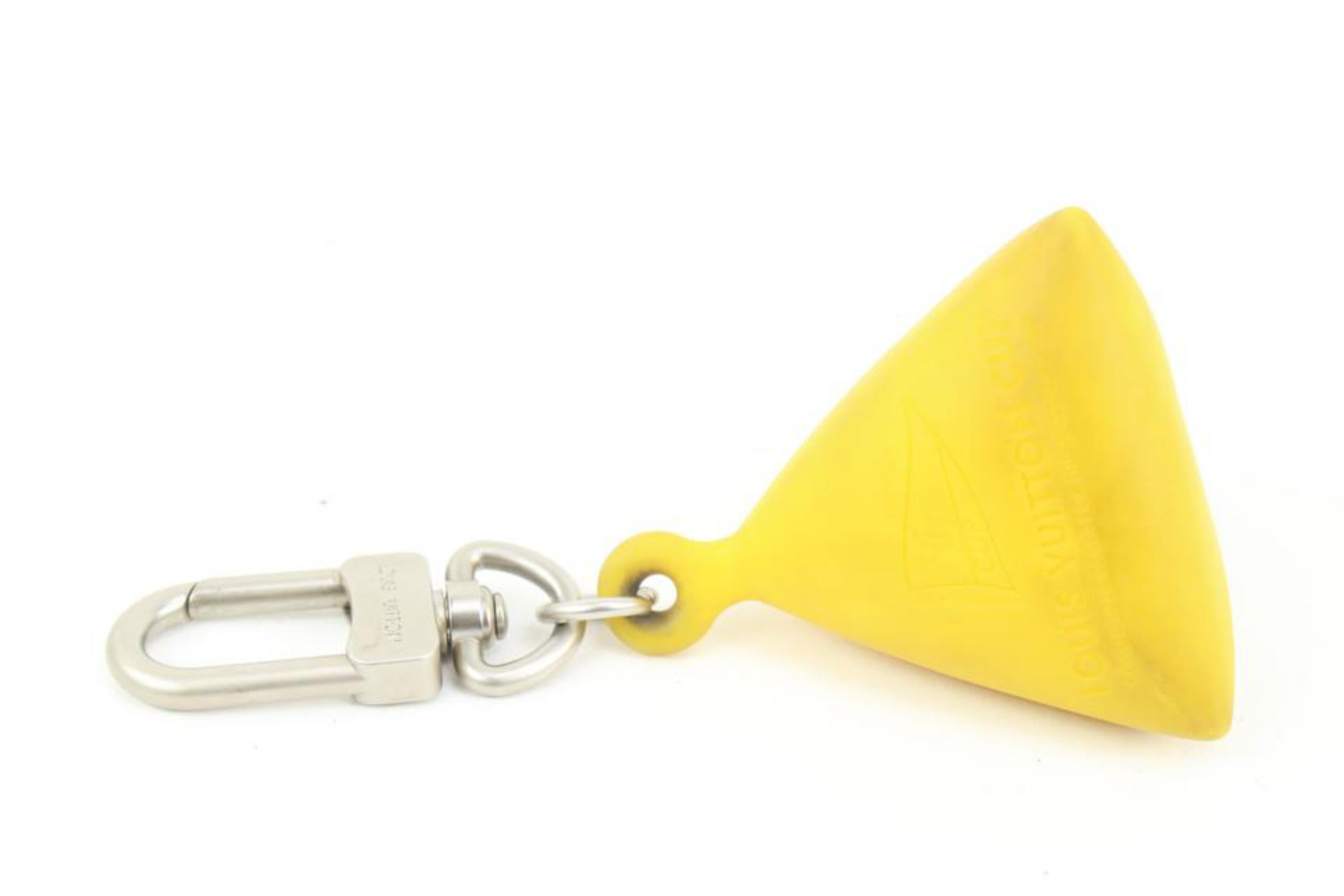 Louis Vuitton Yellow LV America's Cup Keychain Pendant Bag Charm 83lk422s In Fair Condition For Sale In Dix hills, NY