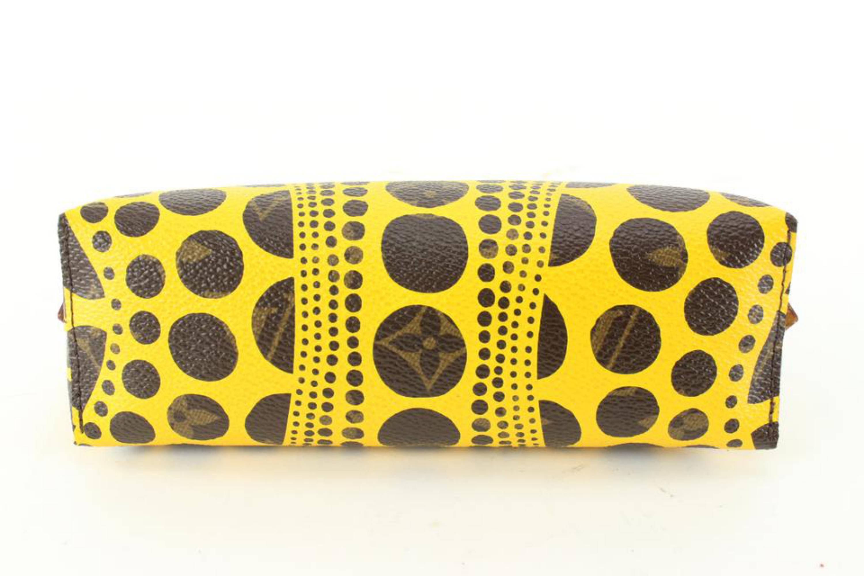 Louis Vuitton Yellow Monogram Kusama Pumpkin Dots Cosmetic Pouch 66lz718s In Excellent Condition In Dix hills, NY