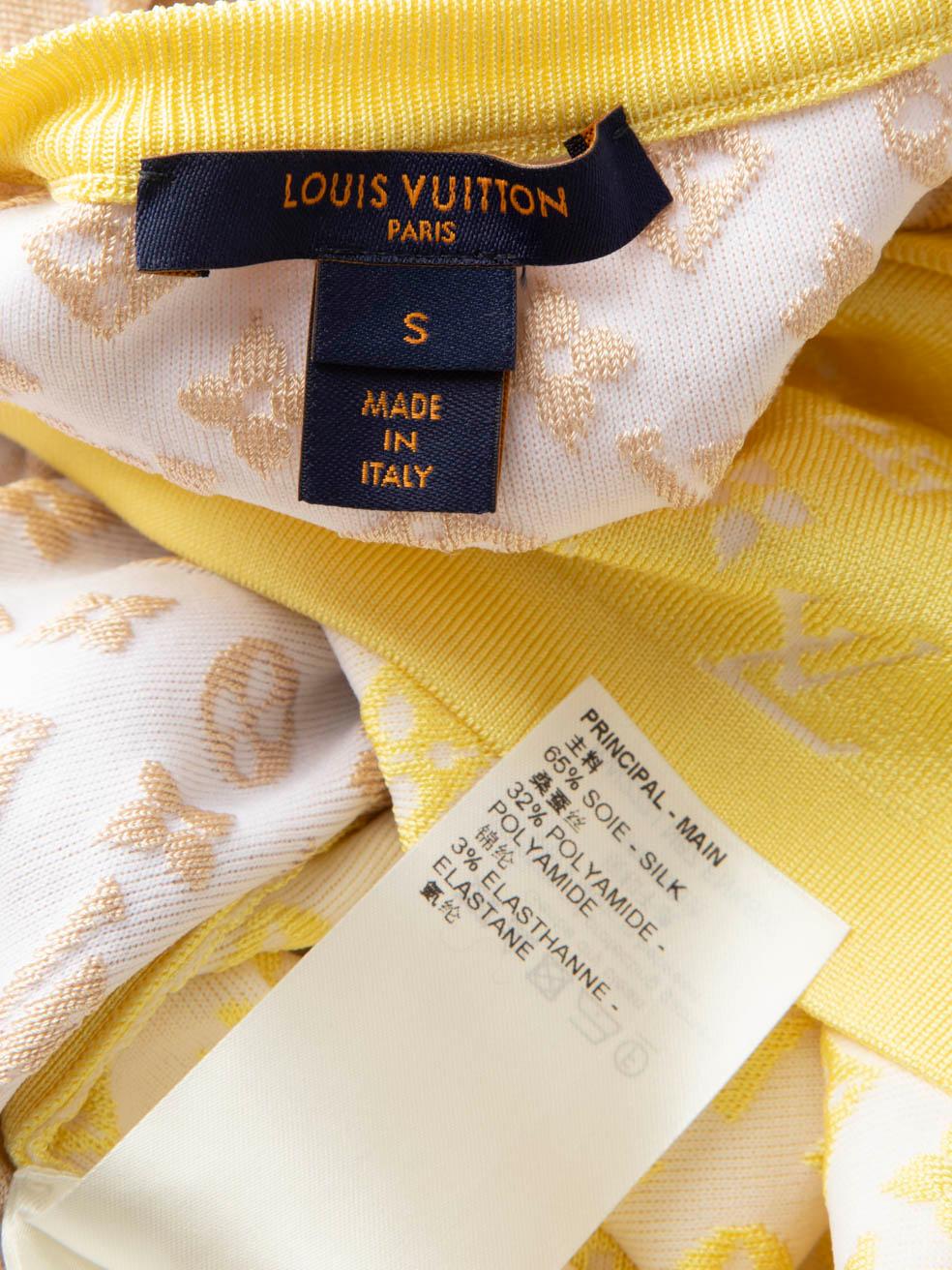 Women's Louis Vuitton Yellow Monogram Silk Knit Sweater Top Size S