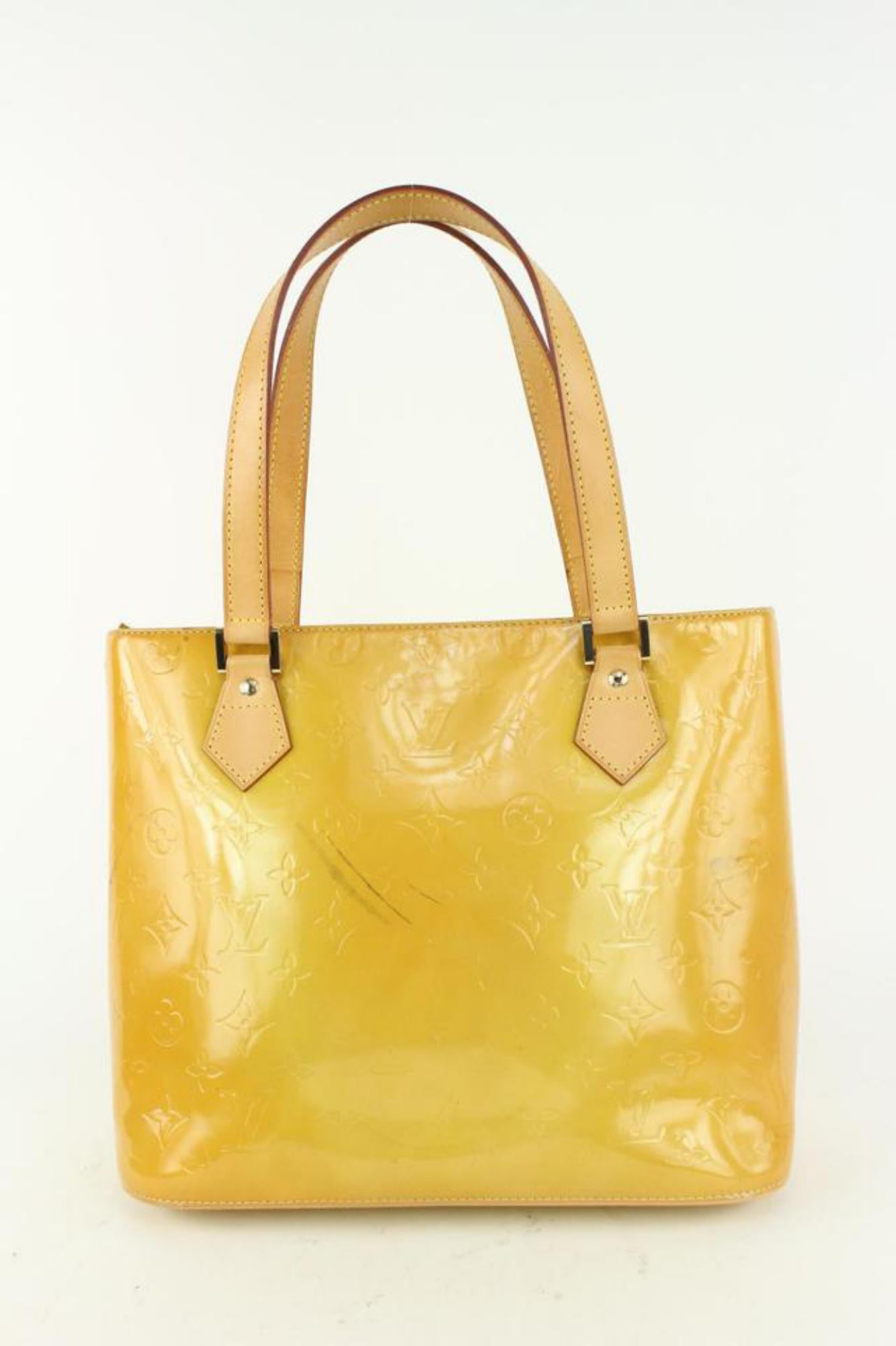 Women's Louis Vuitton Yellow Monogram Vernis Houston Zip Tote bag 23lv104A