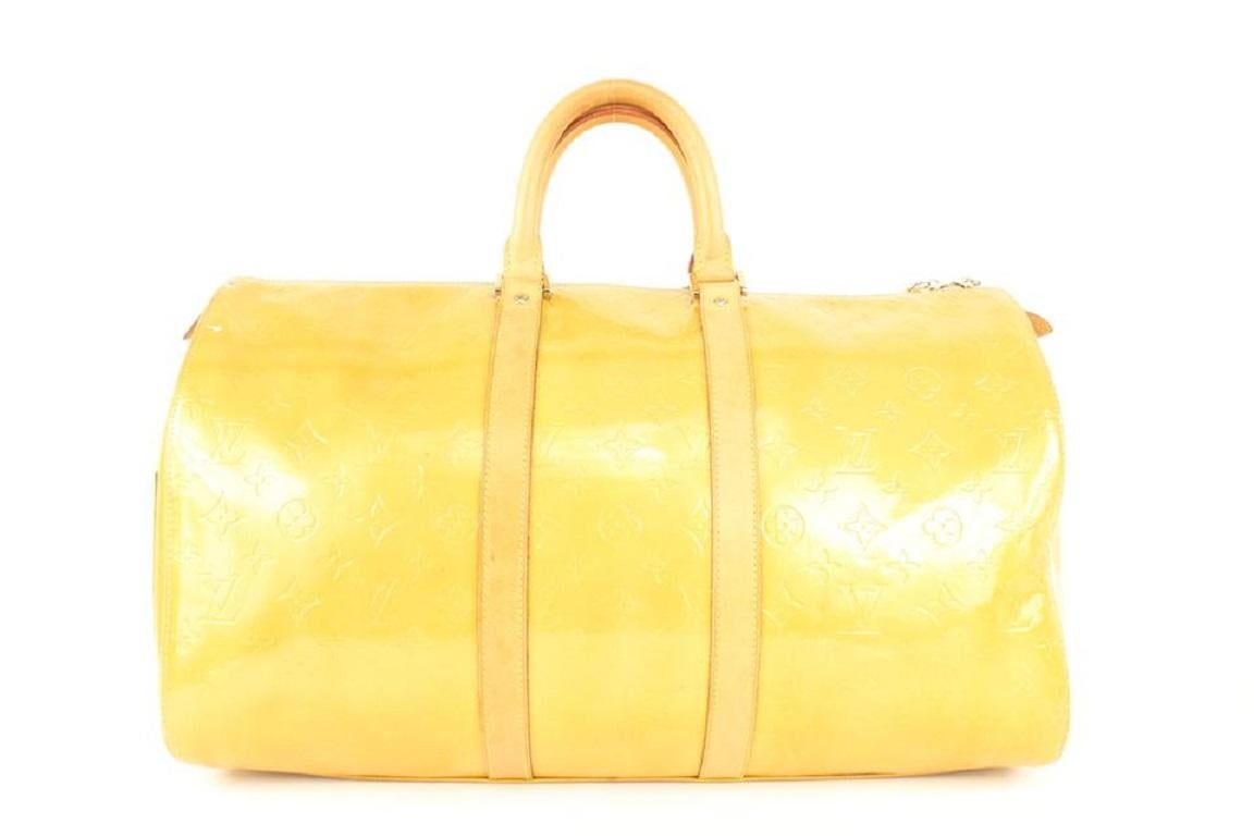 Women's Louis Vuitton Yellow Monogram Vernis Mercer Duffle Bag 107lv40