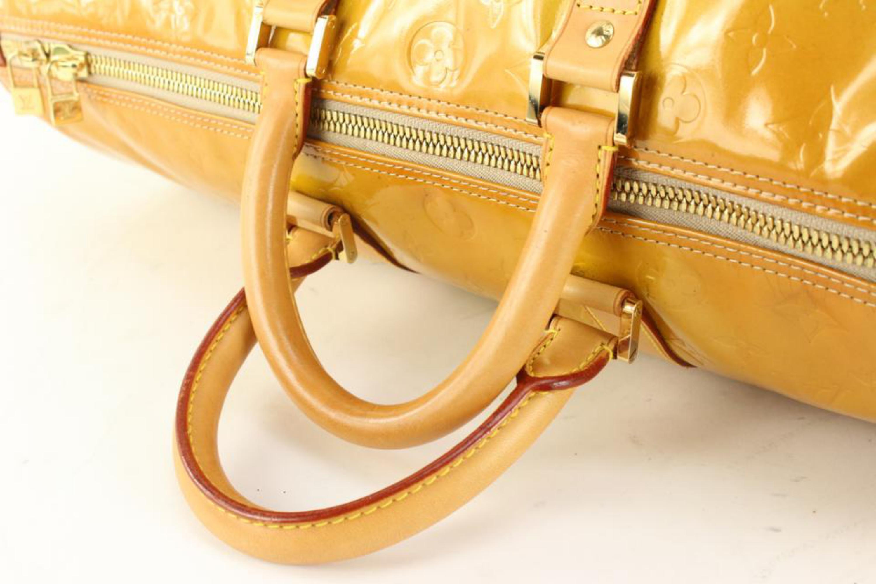 Louis Vuitton Yellow Monogram Vernis Mercer Keepall Duffle Bag 23lz531s For Sale 3