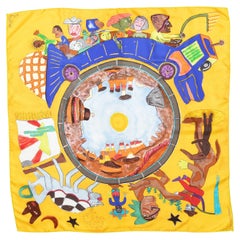 Louis Vuitton Yellow & Multicolor Printed Silk Scarf