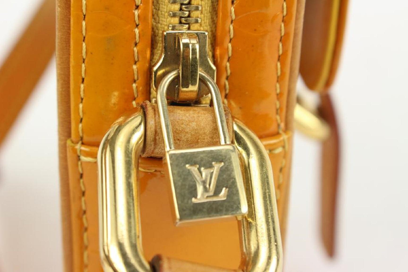 Women's Louis Vuitton Yellow-Orange Monogram Vernis Christie PM Mini Crossbody Bag  For Sale