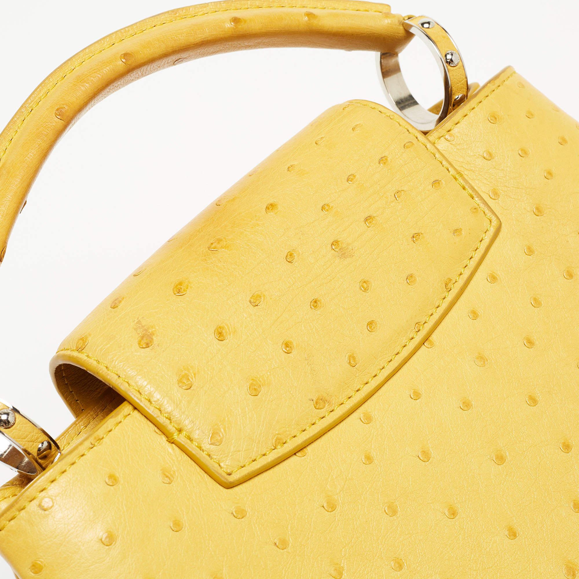 Louis Vuitton Yellow Ostrich Leather Capucines BB Bag 9