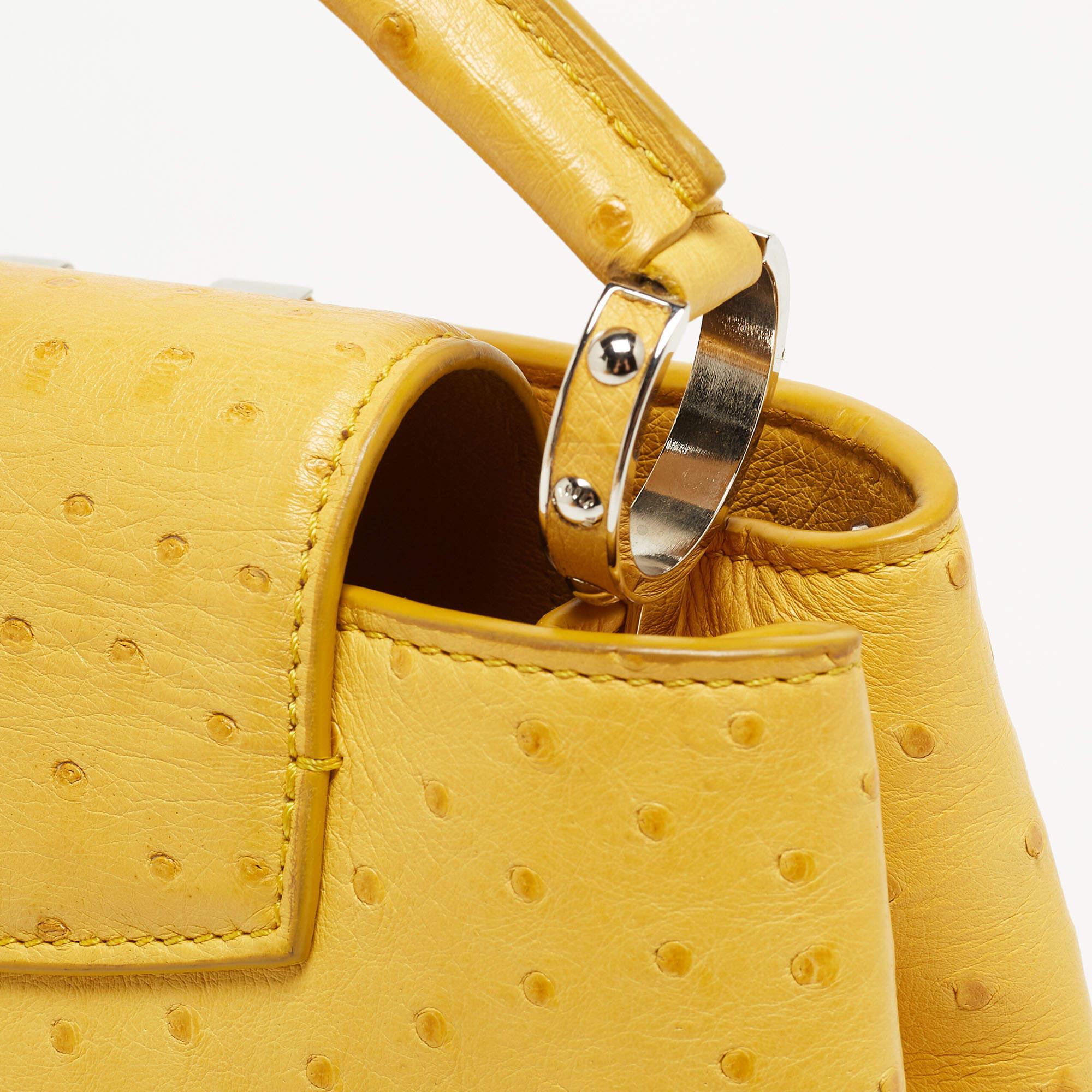 Louis Vuitton Yellow Ostrich Leather Capucines BB Bag 10