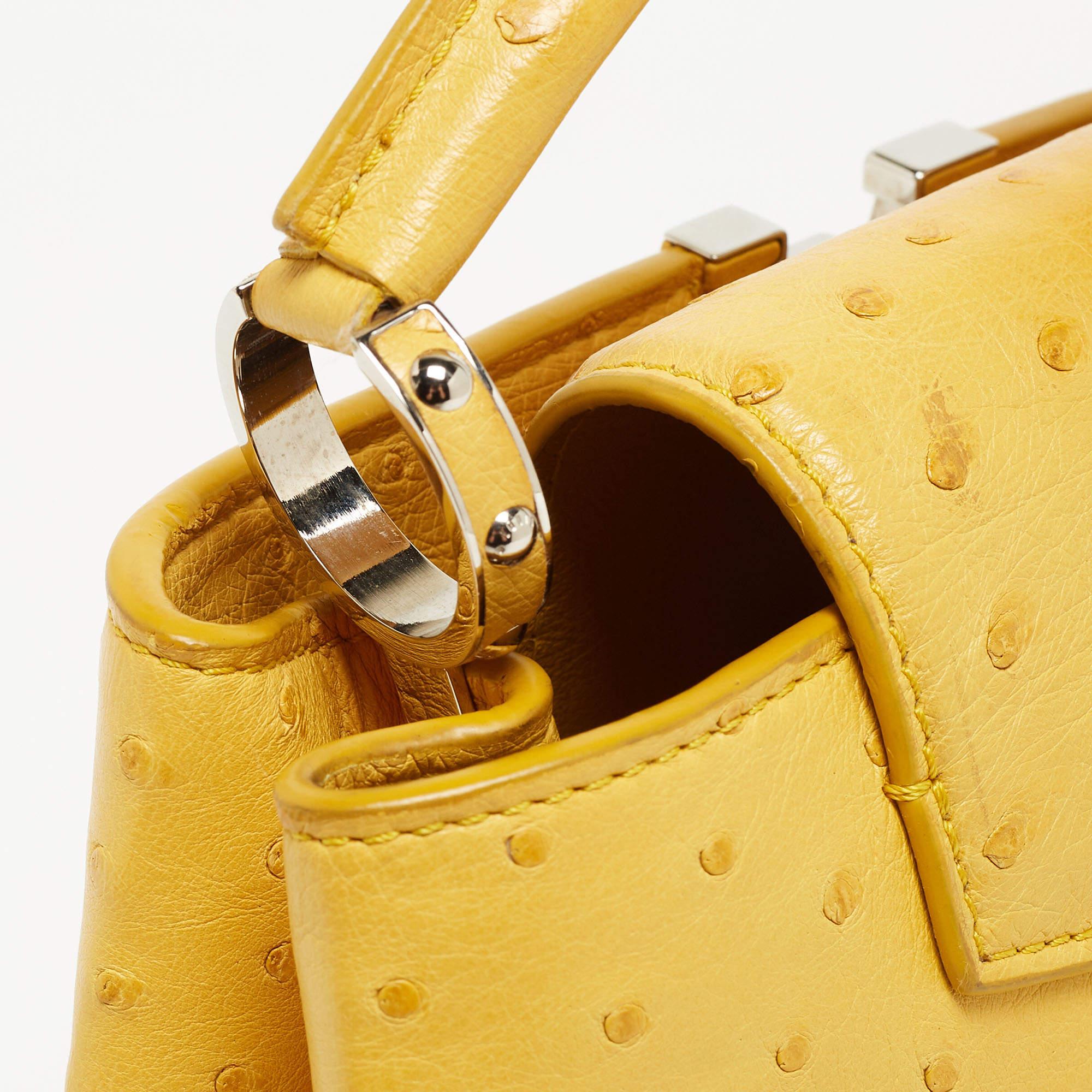 Louis Vuitton Yellow Ostrich Leather Capucines BB Bag 11
