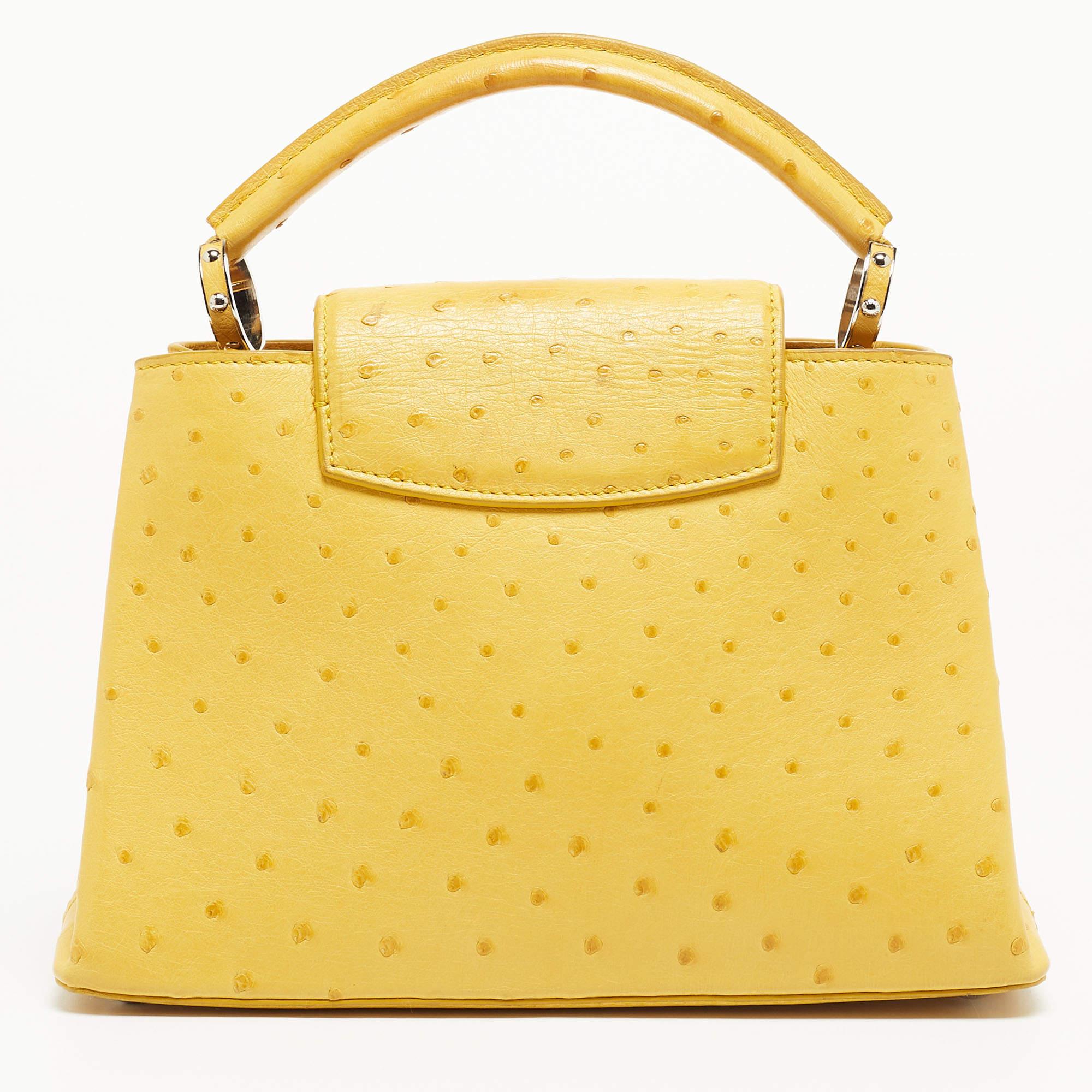 Louis Vuitton Yellow Ostrich Leather Capucines BB Bag 13