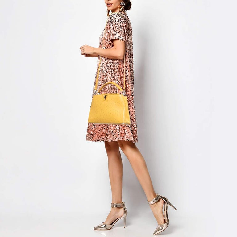 Louis Vuitton Yellow Ostrich Leather Capucines BB Bag at 1stDibs