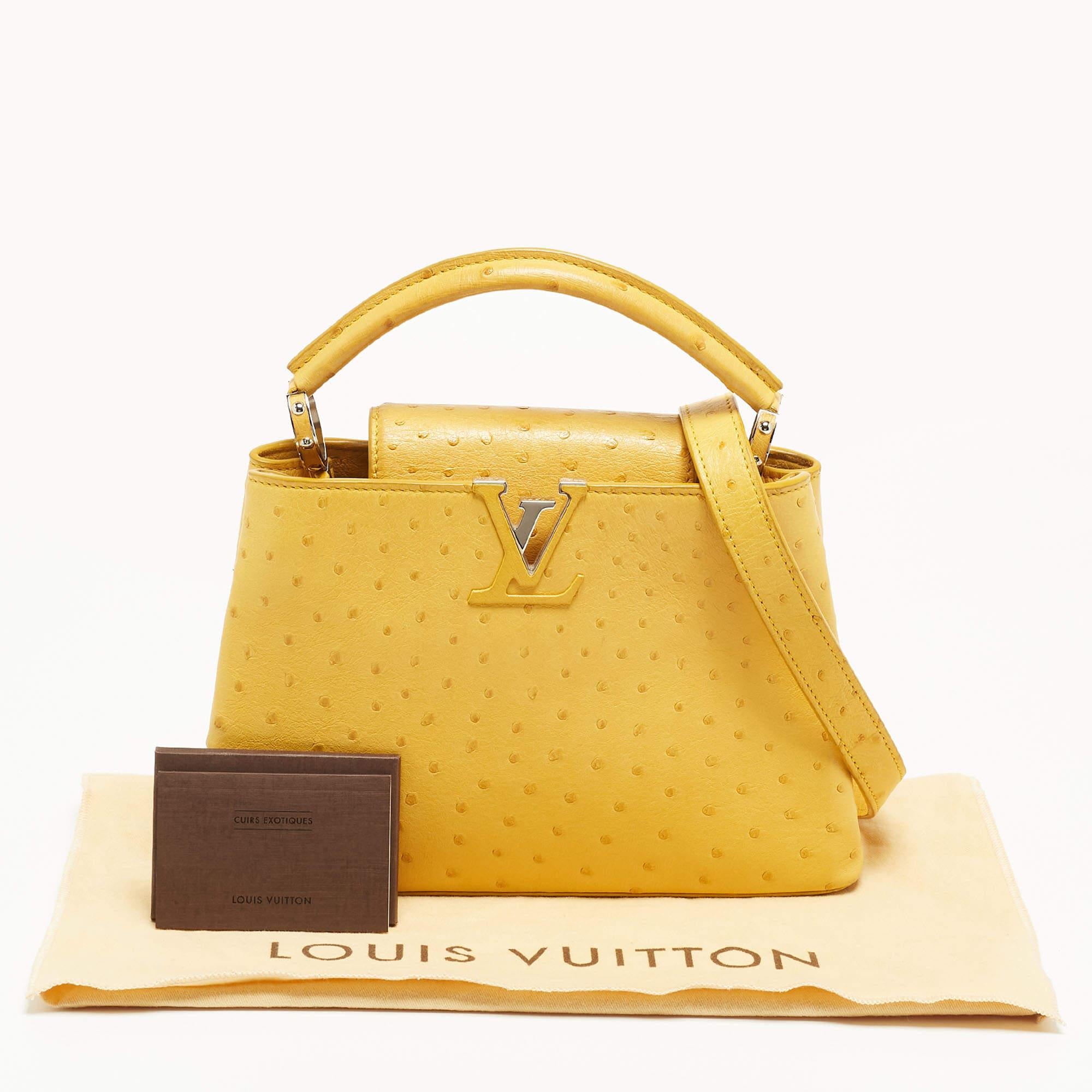 Louis Vuitton Yellow Ostrich Leather Capucines BB Bag 16