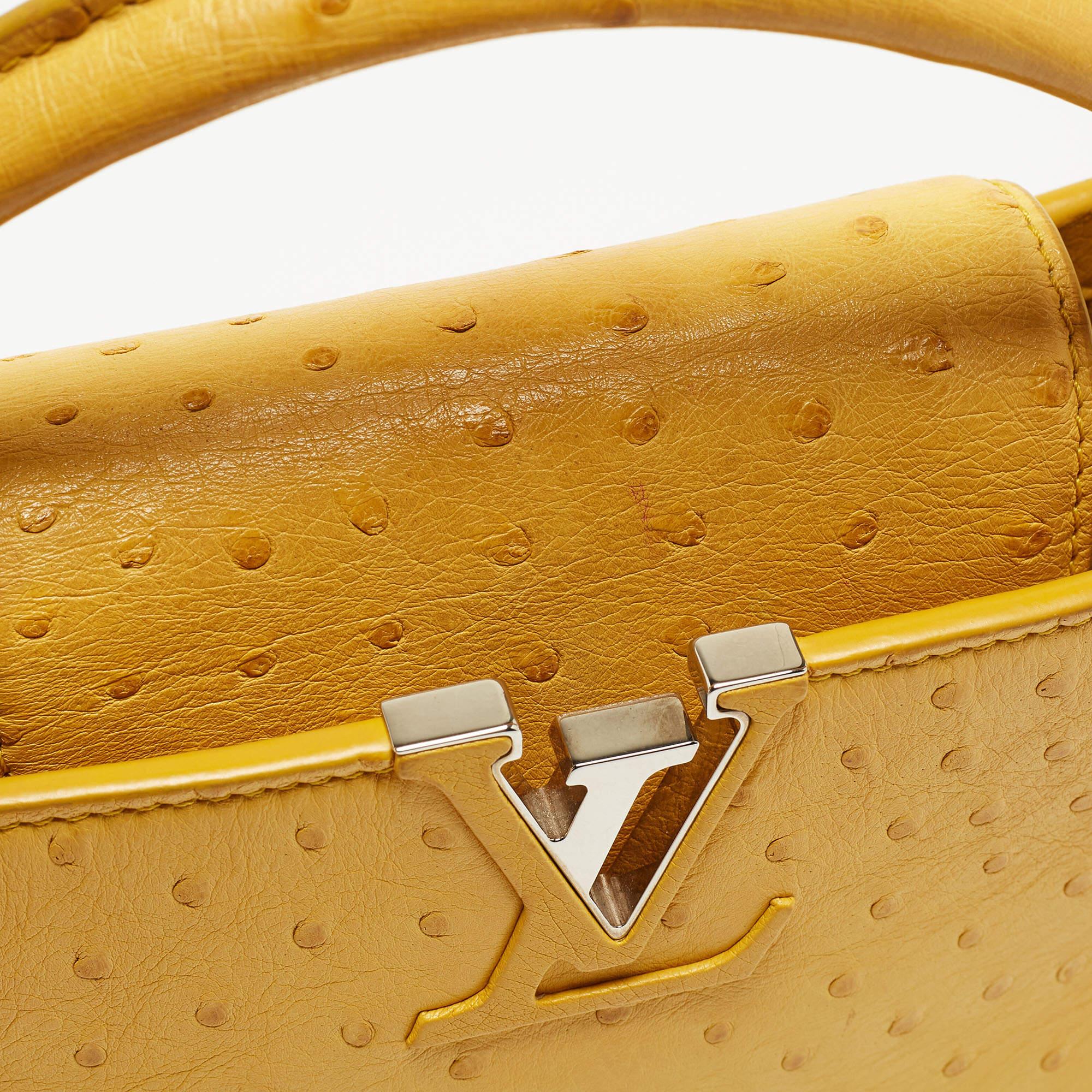 Louis Vuitton Yellow Ostrich Leather Capucines BB Bag 4