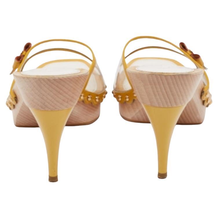 Louis Vuitton Yellow Patent Leather And PVC Bow Platform Slide Sandals Size 40.5 2
