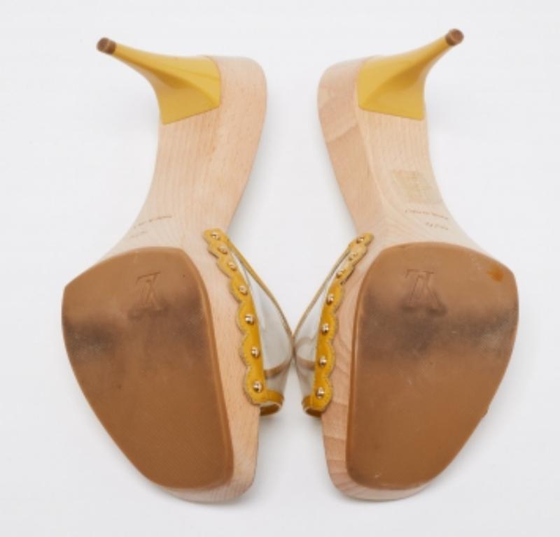 Louis Vuitton Yellow Patent Leather And PVC Bow Platform Slide Sandals Size 40.5 3
