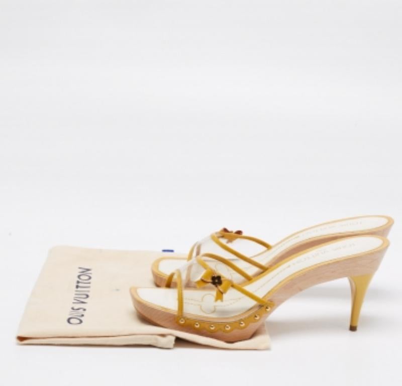 Louis Vuitton Yellow Patent Leather And PVC Bow Platform Slide Sandals Size 40.5 4