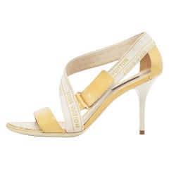 Louis Vuitton Yellow Patent Leather andCanvas Logo Strap Sandals Size 37.5