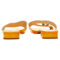 LOUIS VUITTON yellow polished leather LV dice charm double strap sandal EU36.5