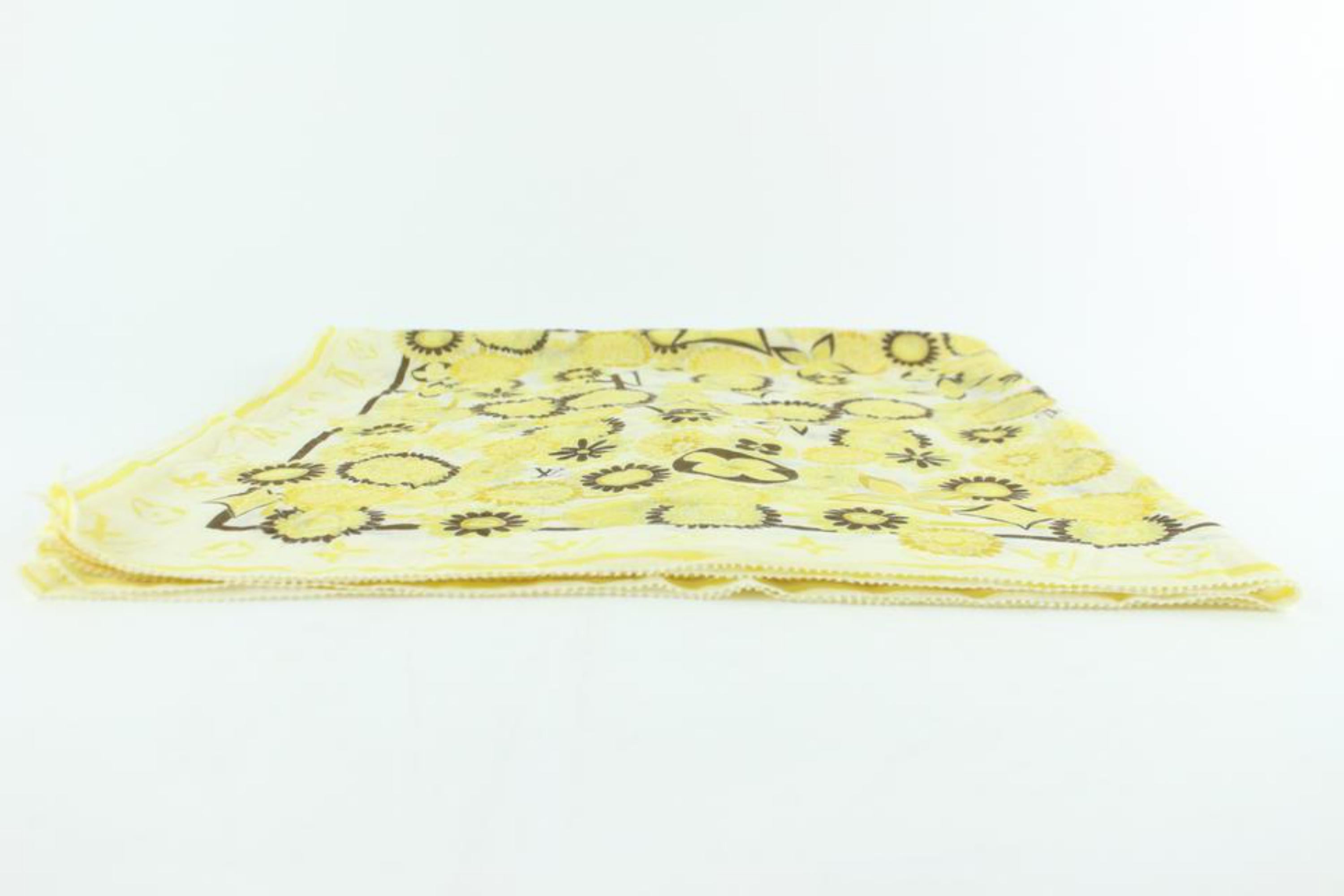 Louis Vuitton Yellow Rare Monogram 10le0110 Scarf/Wrap For Sale 2
