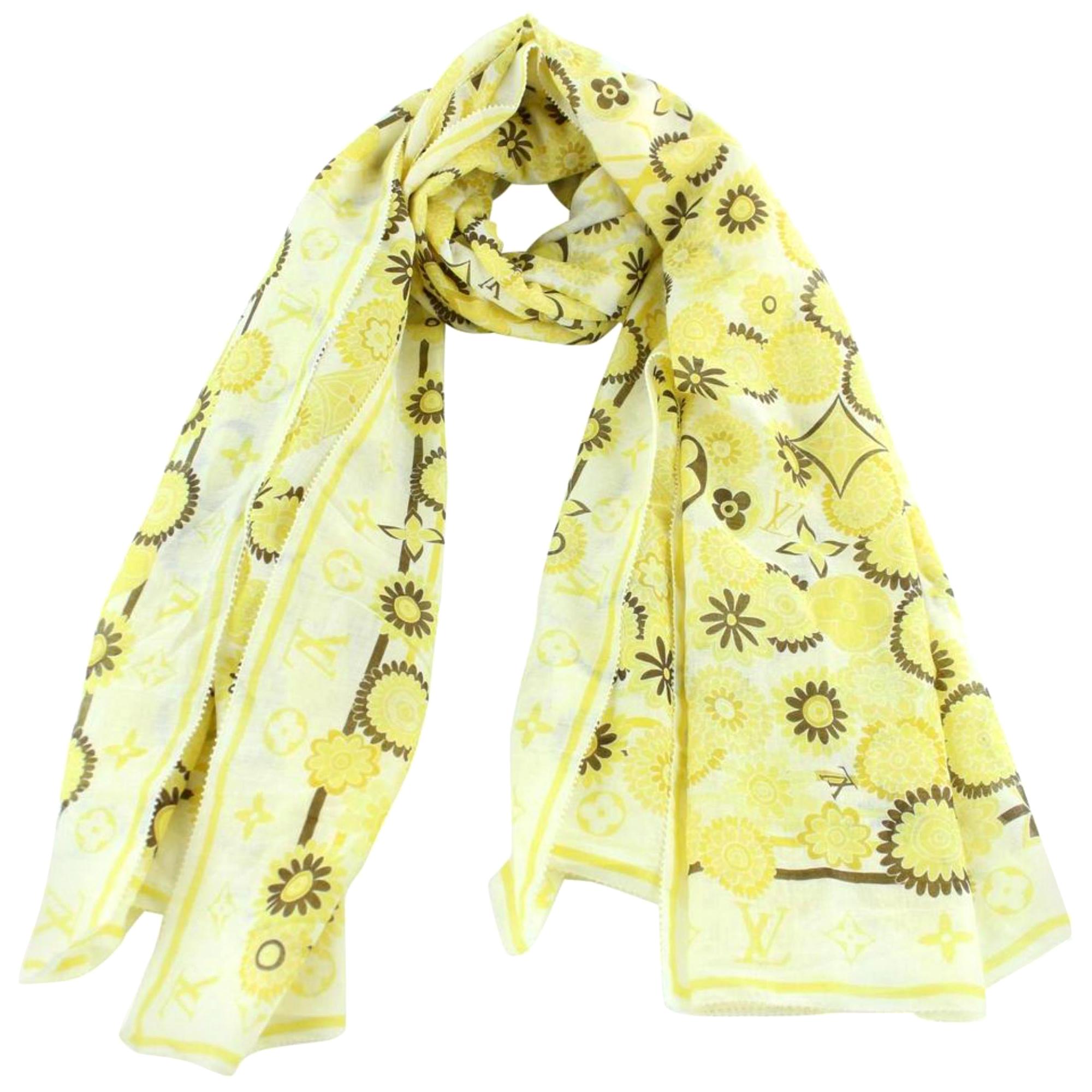 Louis Vuitton Yellow Rare Monogram 10le0110 Scarf/Wrap For Sale