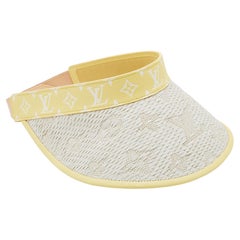 Louis Vuitton - Chapeau Visor en cuir et raphia jaune à motif de paille