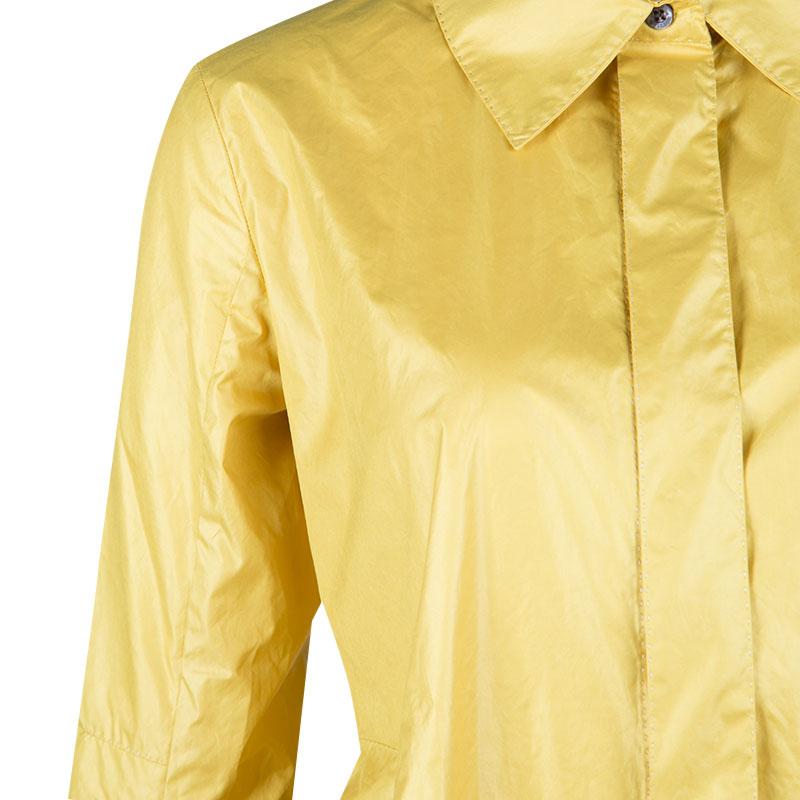Women's Louis Vuitton Yellow Top Stitch Detail Long Sleeve Asymmetric Shirt S