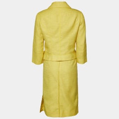 Louis Vuitton Yellow Tweed Blazer & Skirt Set M