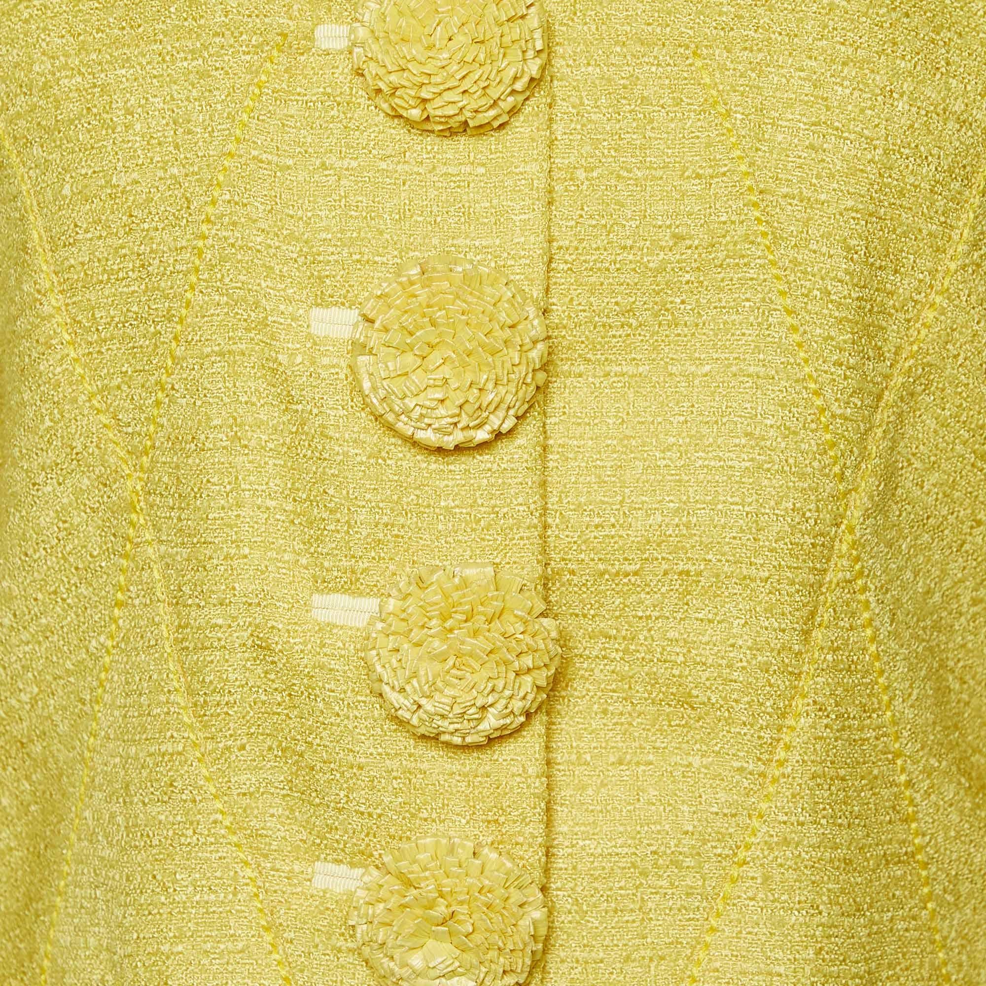 Louis Vuitton Yellow Tweed Blazer & Skirt Set M In Good Condition For Sale In Dubai, Al Qouz 2