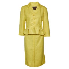 Louis Vuitton - Ensemble blazer et jupe en tweed jaune, taille M