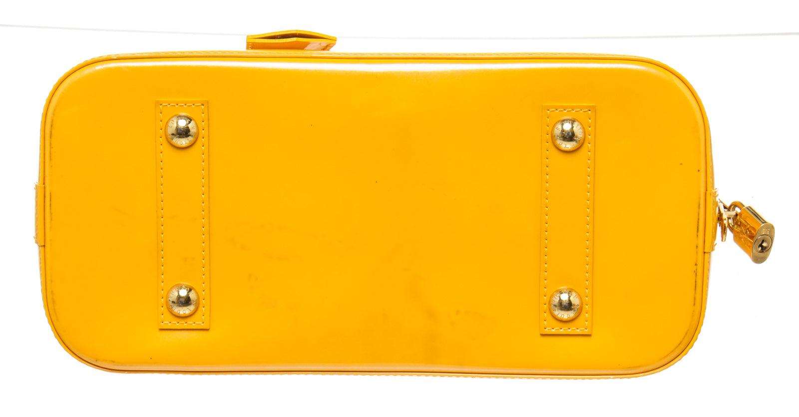 Women's or Men's Louis Vuitton Yellow Vernis Leather Alma Satchel Bag