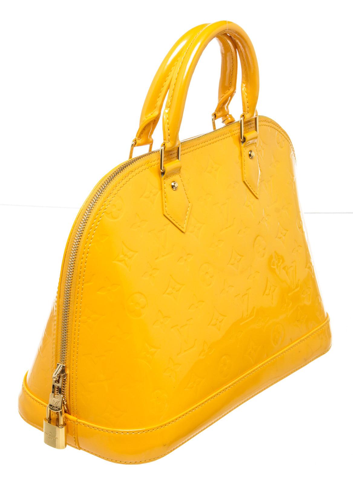 Louis Vuitton Yellow Vernis Leather Alma Satchel Bag 1