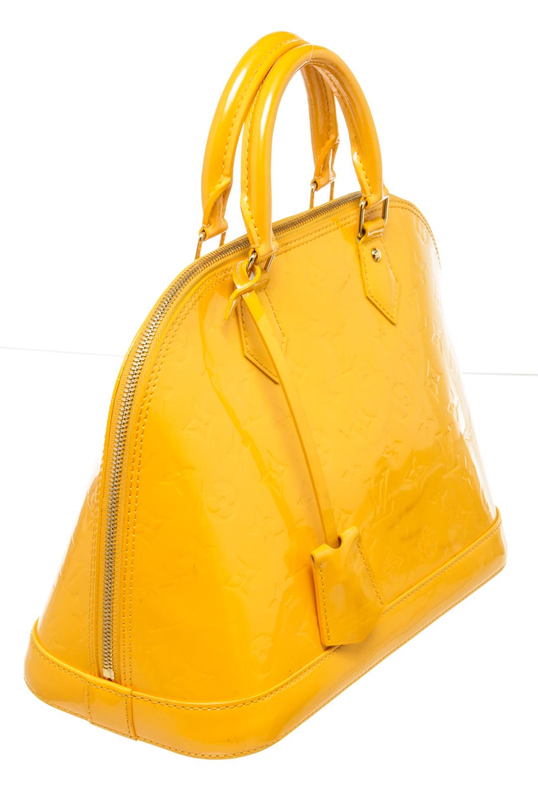 Louis Vuitton Yellow Vernis Leather Alma Satchel Bag 2