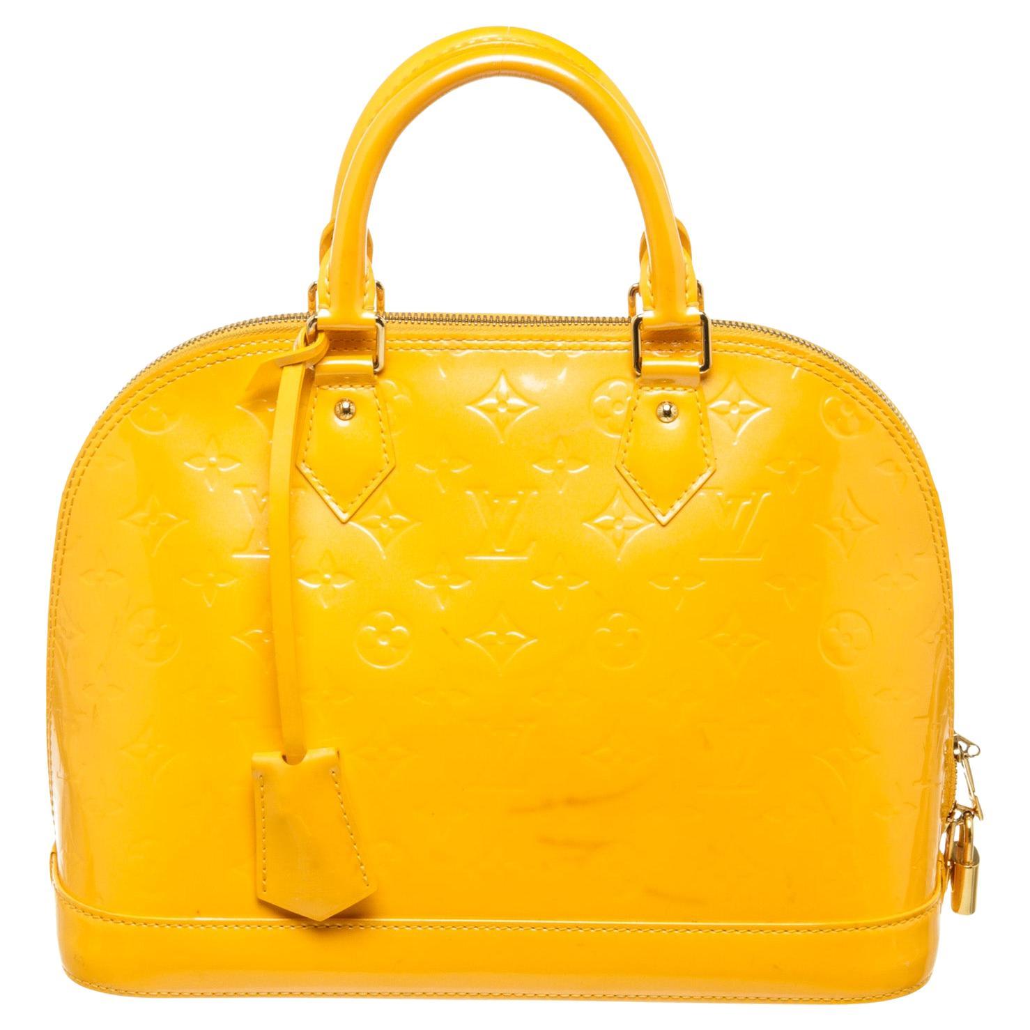 Louis Vuitton Yellow Vernis Leather Alma Satchel Bag