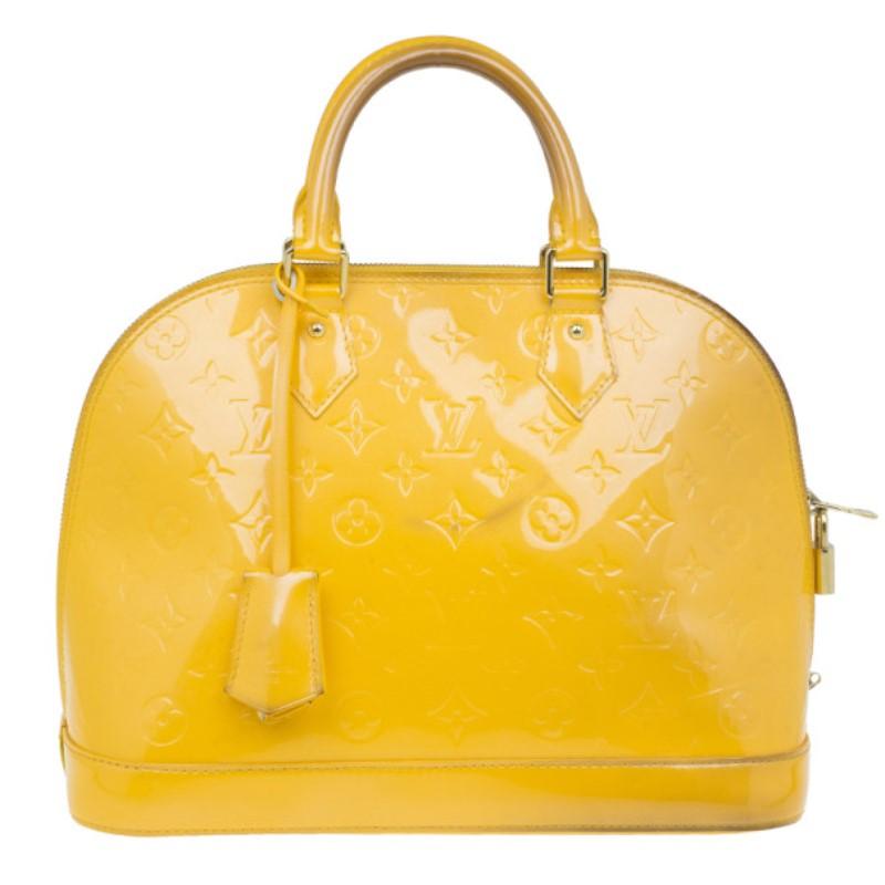 Louis Vuitton Yellow Vernis Monogram Alma PM For Sale at 1stDibs