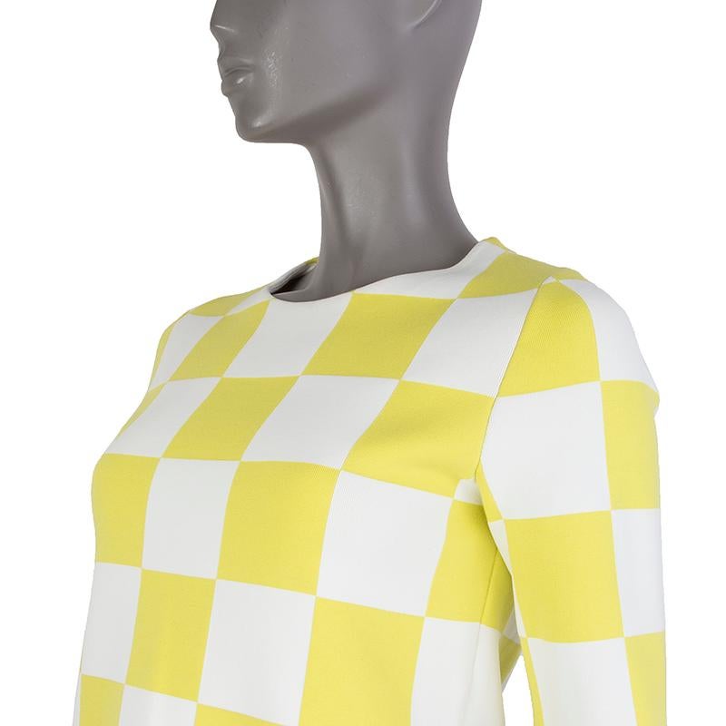 Louis Vuitton check shift dress in llime and white nylon (51%), cotton (37%), and polyester (12%). With short sleeves, round neck, and laser-cut seams. Unlined. Brand new. 

Tag Size S
Size S
Shoulder Width 32cm (12.5in)
Bust 84cm (32.8in) to 94cm
