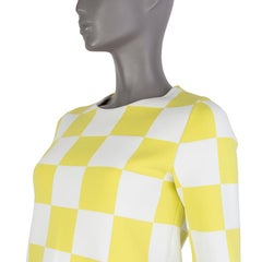 LOUIS VUITTON yellow & white cotton CHECK Short Sleeve Dress S