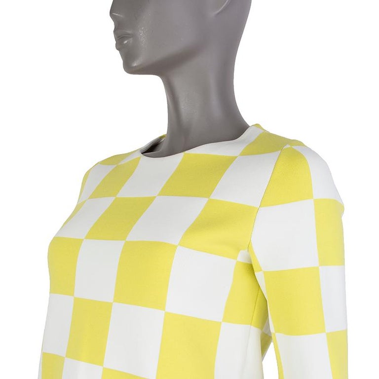 LOUIS VUITTON yellow and white cotton CHECK Short Sleeve Dress S