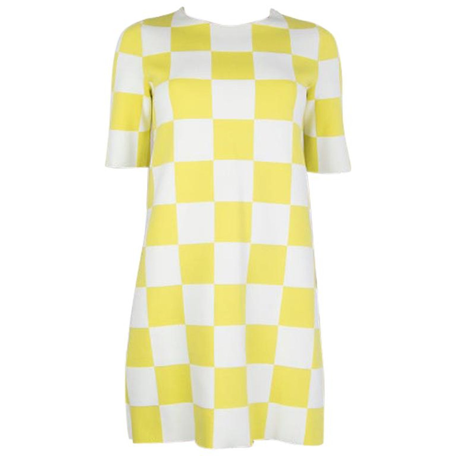 Meget have på skal LOUIS VUITTON yellow and white cotton CHECK Short Sleeve Dress S at 1stDibs  | yellow short sleeve dress, louis vuitton yellow dress, lv white dress
