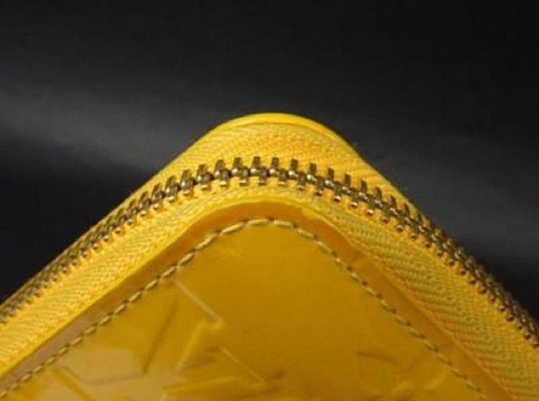 Louis Vuitton Yellow Zippy Jaune Passion Monogram Vernis 216304 Wallet For Sale 7
