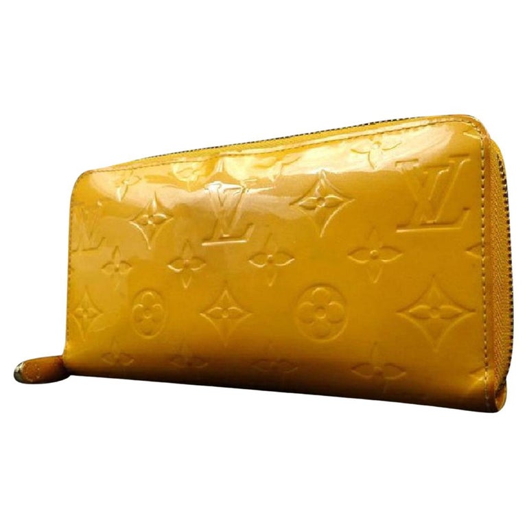 Louis Vuitton Yellow Zippy Jaune Passion Monogram Vernis 216304 Wallet For Sale