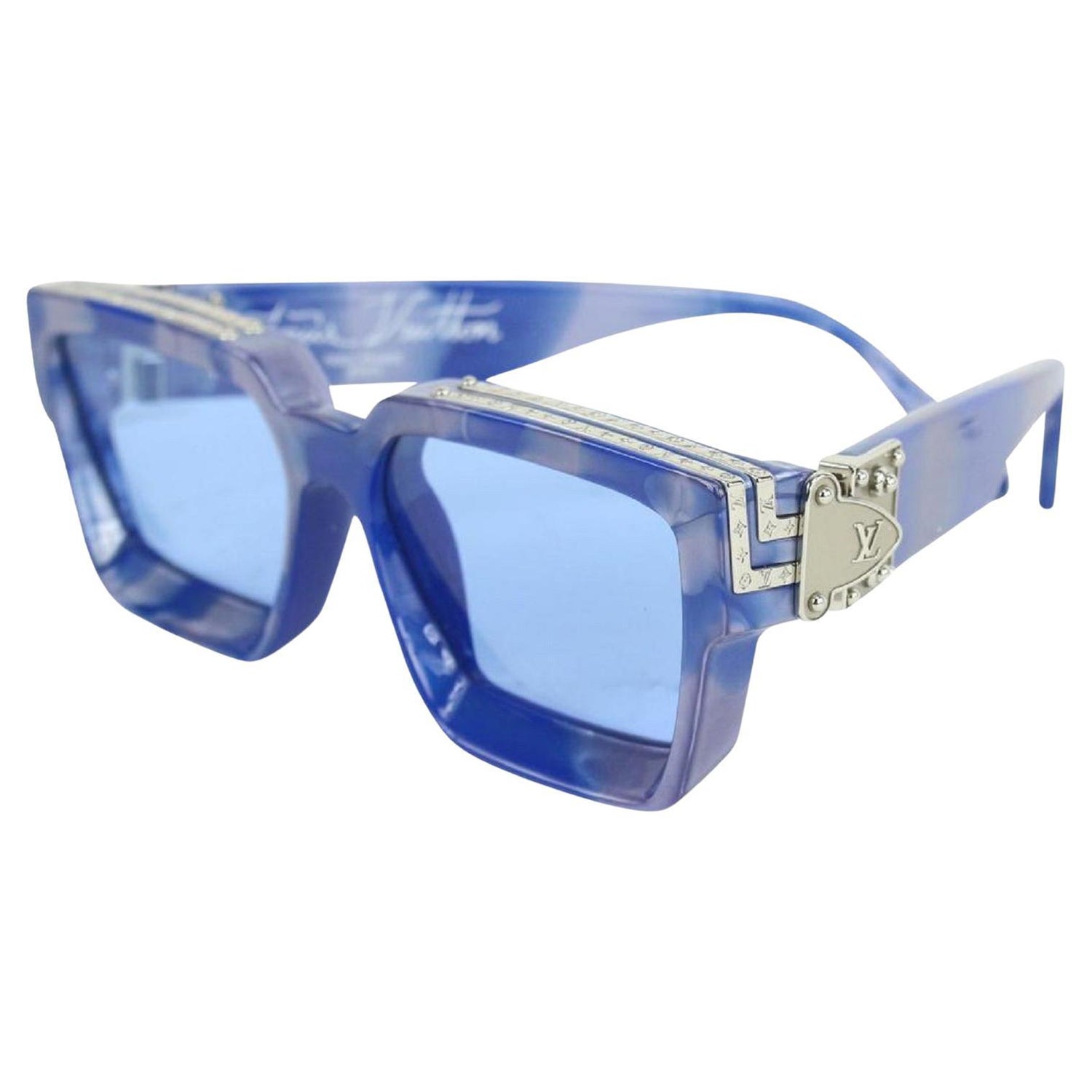 Louis Vuitton Z1560E Eastern Nose Blue Marble Millionaires 1.1 Sunglasses  75lk52 at 1stDibs