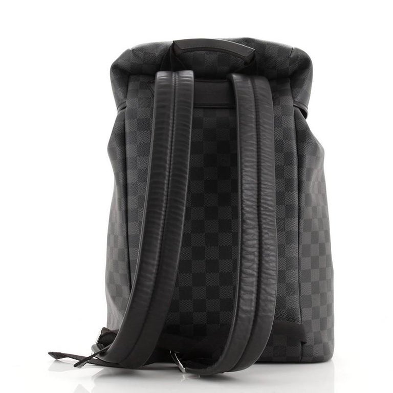 LOUIS VUITTON Zack Backpack Damier Graphite Canvas N40005 Black Leather