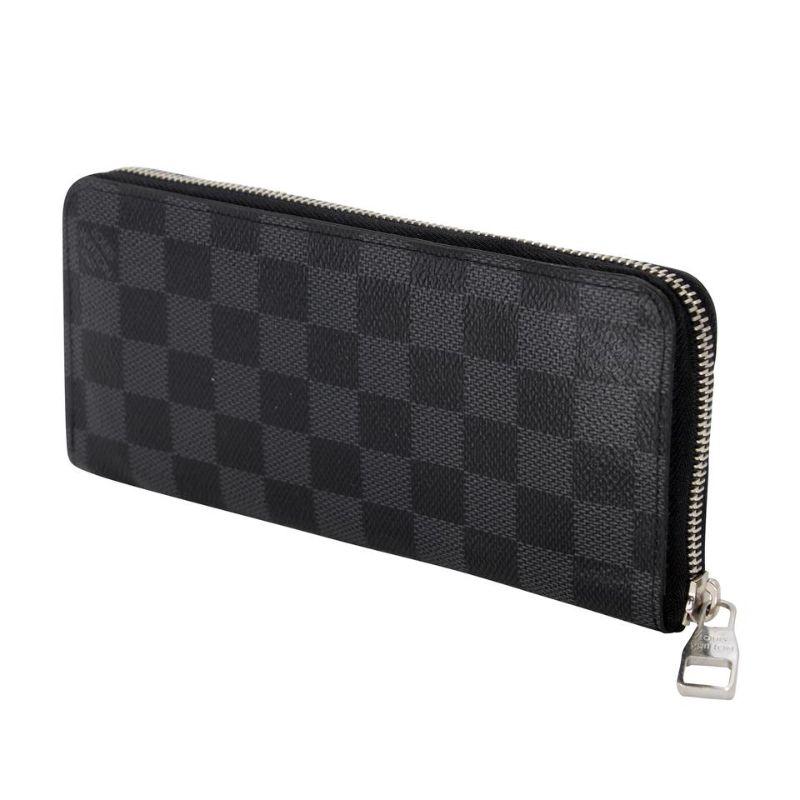 Black Louis Vuitton Zip Around Damier GM Graphite Coated Canvas Wallet LV-0729N-0002 For Sale