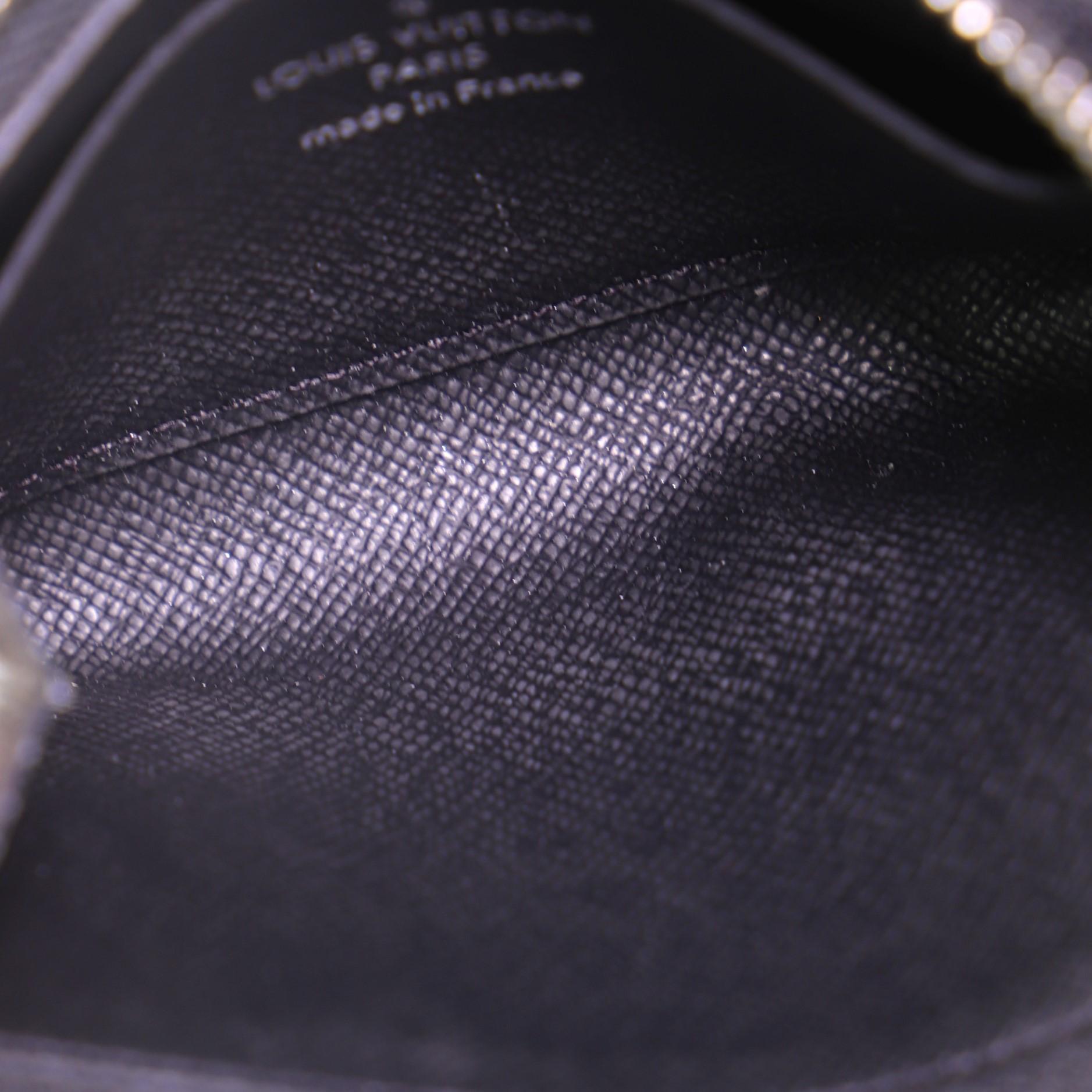 Women's Louis Vuitton Zip Coin Purse Taiga Leather Black