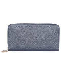 Louis Vuitton Zippy Leather Wallet Blue Grey NEW