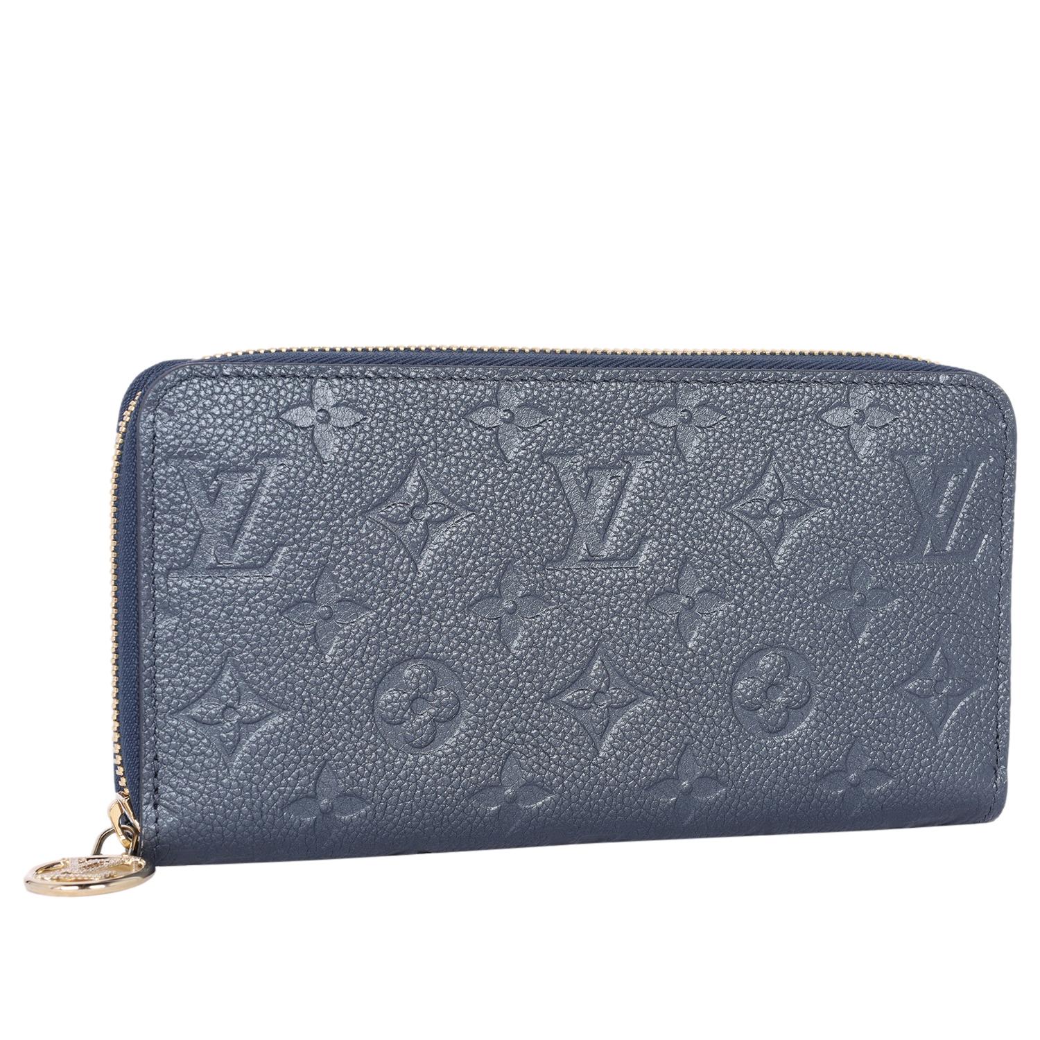 Gray Louis Vuitton Zippy Leather Wallet Blue Grey NEW