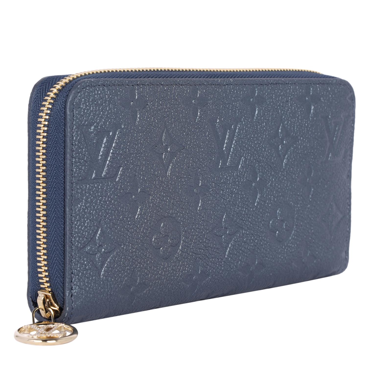 Women's Louis Vuitton Zippy Leather Wallet Blue Grey NEW