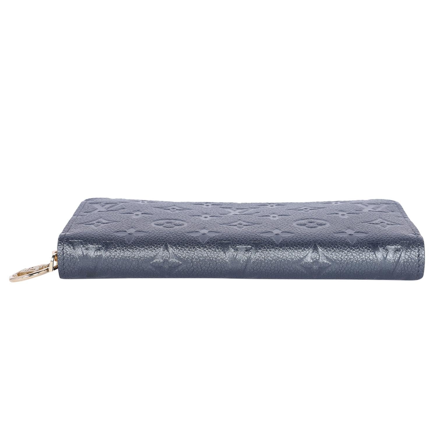 Louis Vuitton Zippy Leather Wallet Blue Grey NEW 5