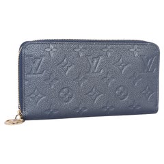 Louis Vuitton Zippy Leather Wallet Blue Grey NEW